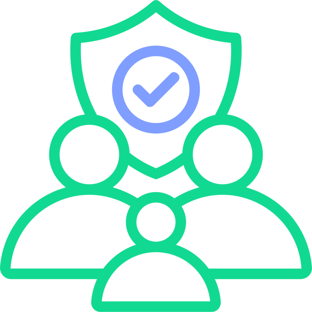 icon of family with protection badge